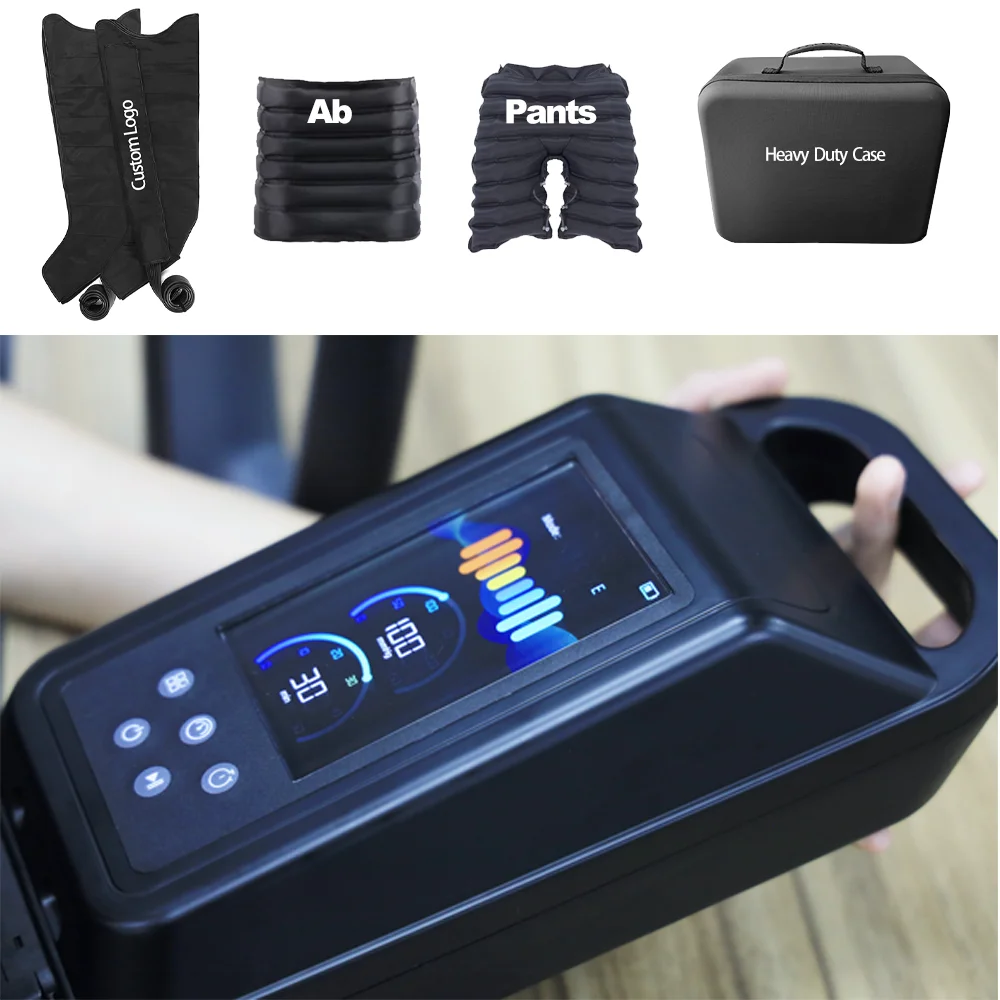 OLED Screen pneumatic 8 chambers leg cold and heat recovery compression sleeves boots air compression botas presoterapi