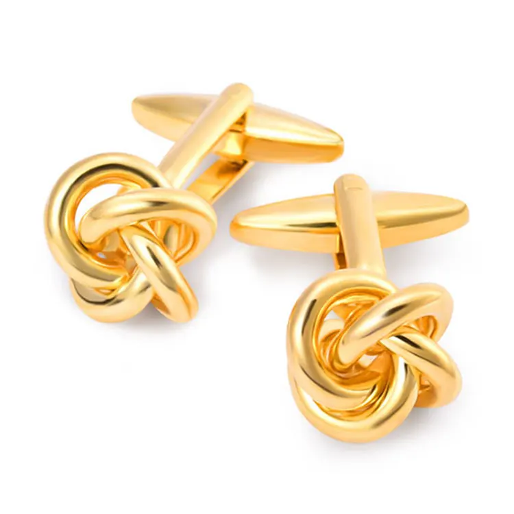 
Hot Sale Copper Material Cuff Links Gold Color Knot Design Metal Knot Cufflinks For Men 