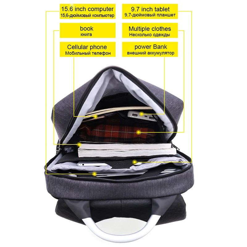 2020 Trending Arctic Hunter Business Travel Nylon Waterproof Anti-Theft Laptop Backpack Bag With USB Charging Port