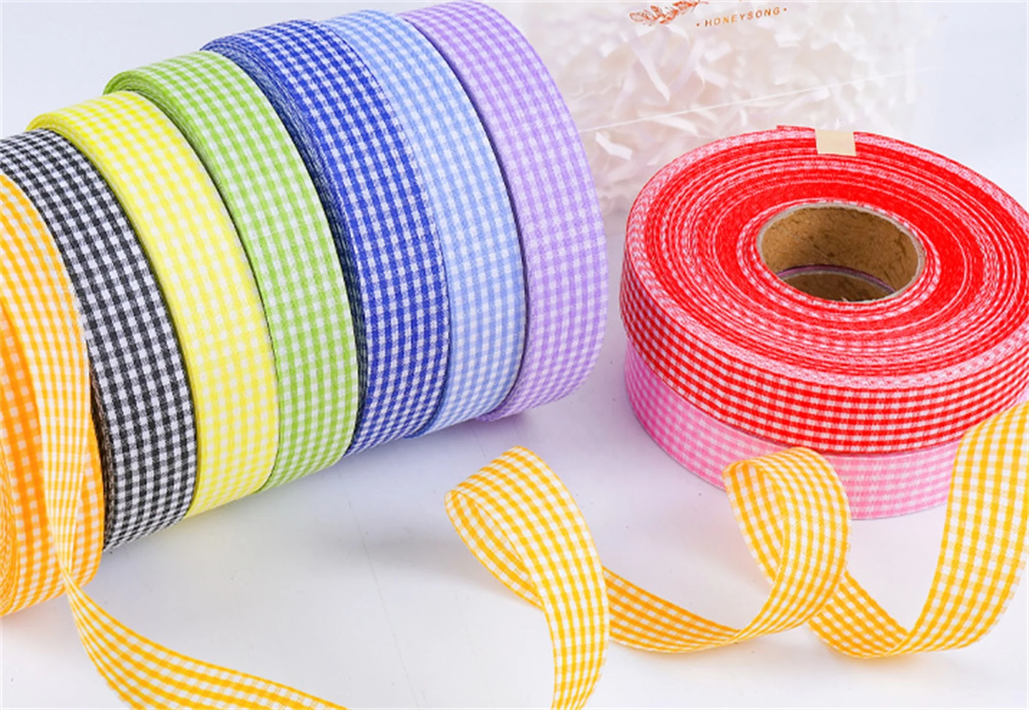 Plaid Ribbon Baking Cake Packaging Flower Ribbon Bouquet Tie Decoration Christmas Plaid webbing packaging ribbons