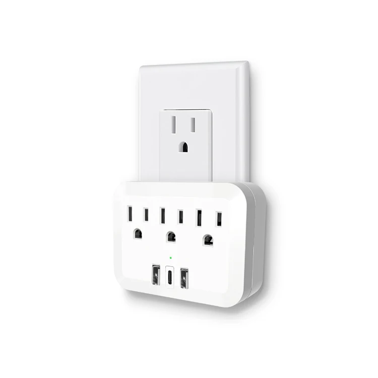 New Product Many 3 AC and 3 USB Wall Outlet Plug With Type C PD 18W US Standard Power Socket