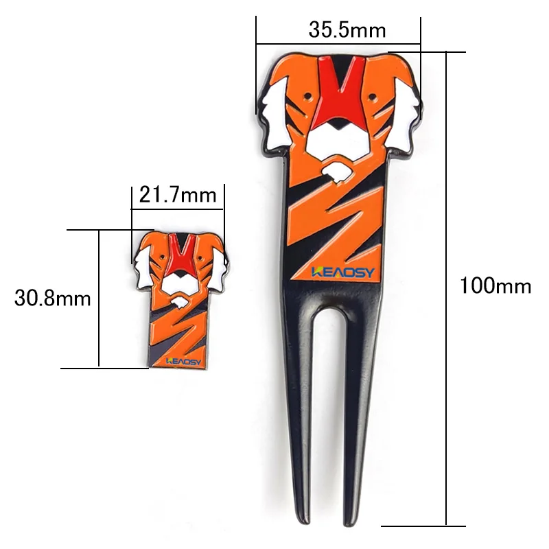 High quality zinc alloy Tiger Shaped golf divot tool With Ball Marker Repair Tool for golf accessories