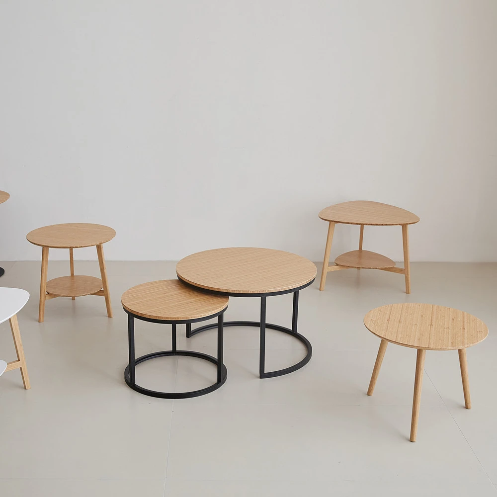 BAMBKIN livingroom tableNightstand glass corner side end bedroombirch  bamboo side table