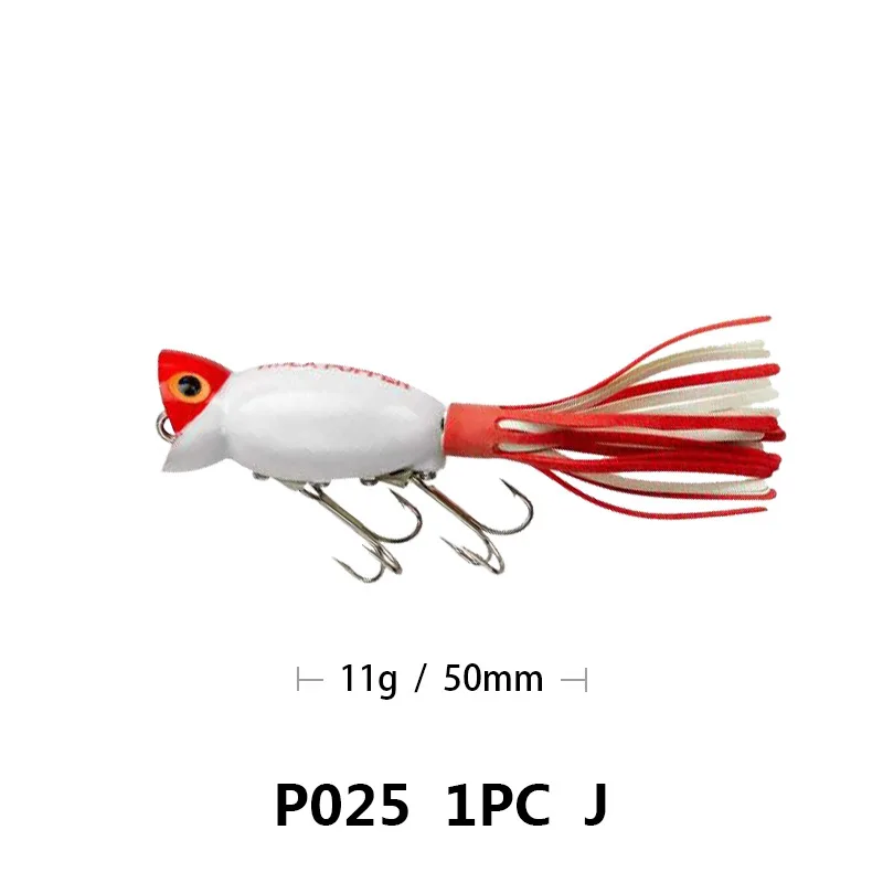 Рыболовная Приманка Topwater Popper 11 г 50 мм приманка лягушка с красочными хвостами плавающий Поппер искусственная воблер рыбалка