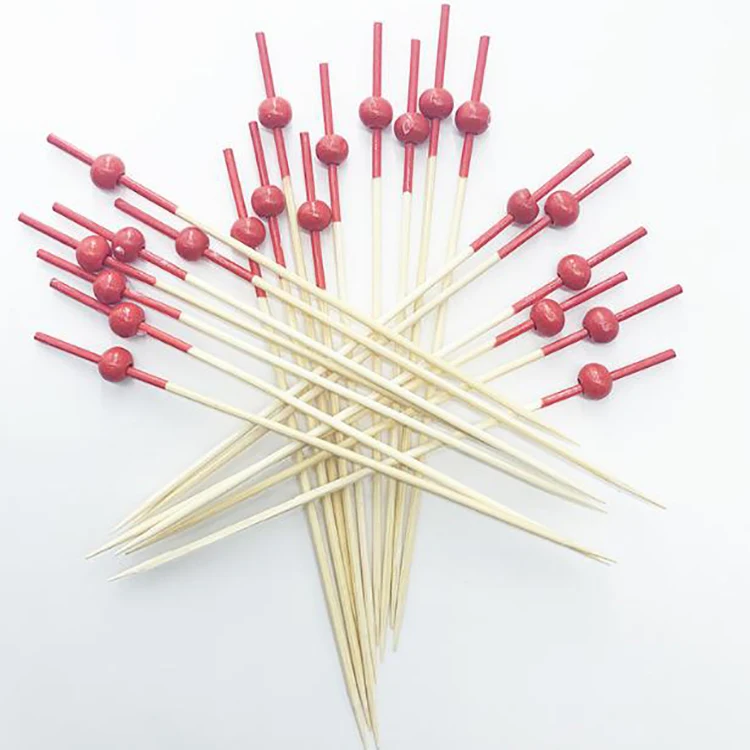 Custom Decorative Heart Floral Stick Twist Bamboo Food Finger Pick Cake Fruit Skewer