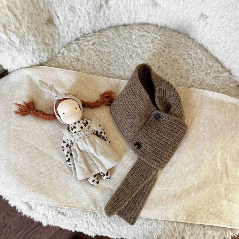 BESTELLA Brand Hot Ins Style Autumn and Winter Warm Knitted Polyester Scarf with Cartoon Child Solid Pattern for Kids