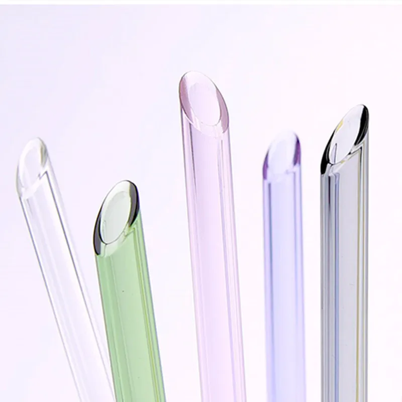 
Good quality and price of reusable boba milk tea glass straw with sharp end 
