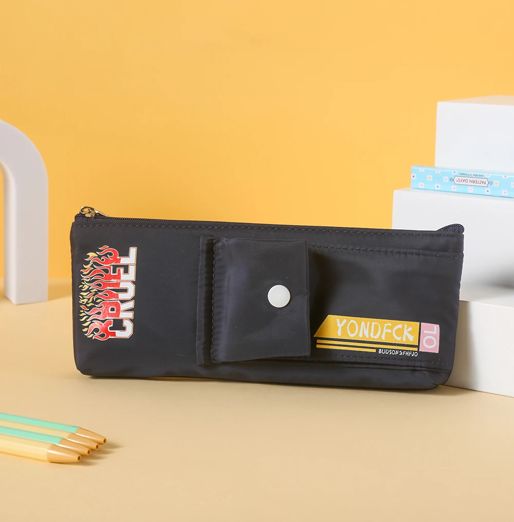 Customized Logo Cartoon Polyester High Capacity Multi-Function Cute Kids Portable Pop Pencil Case Stationery Pencil Pouch Bag