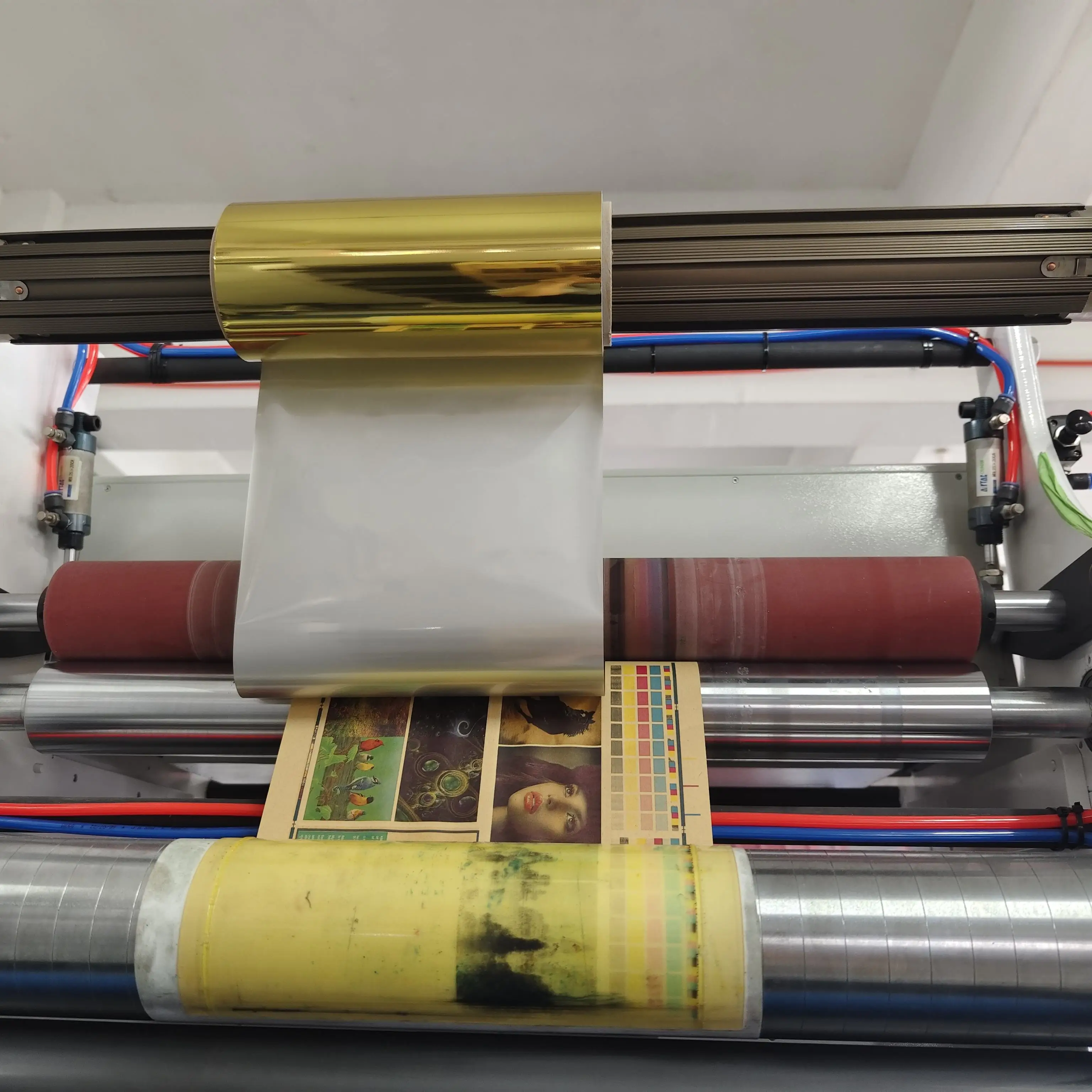 HJRY-420 6 Color Adhesive Label Paper Cold Foil Stamping Flexo Printer Machine BOPP Film Flexo Printing Press