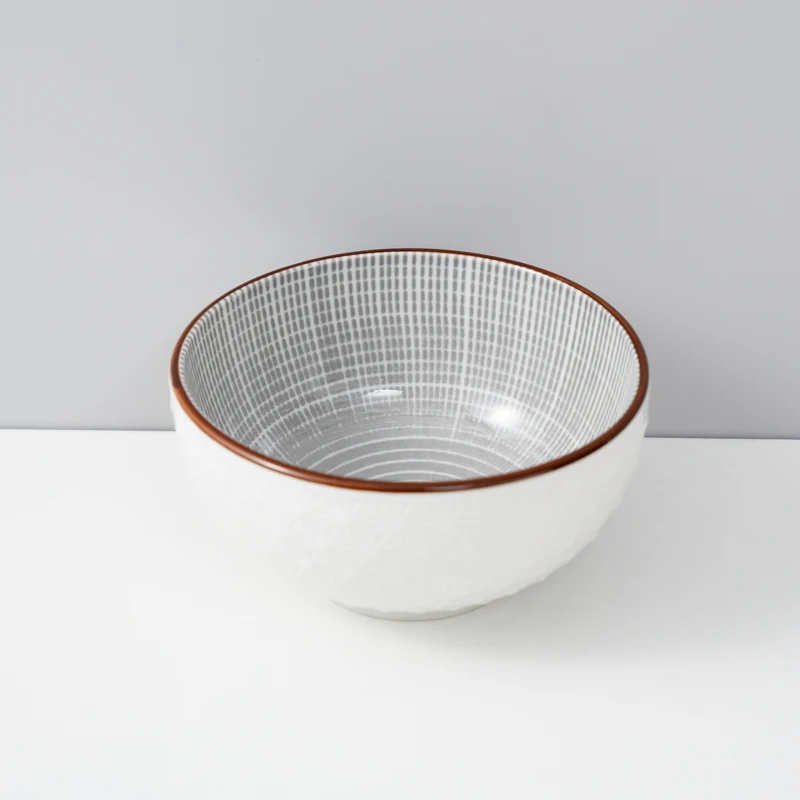 Huilang Popular Ceramic Bowl Ceramic Western Design Printing Salad Bowl Porcelain High-Quality Craftsmanship Dinnerware Set