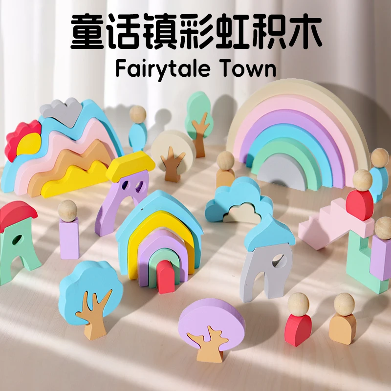 Wooden stacking Building block Sets kids toys 2024 Babys Diy Early Educational Learning Montessori Games Toys For Kids