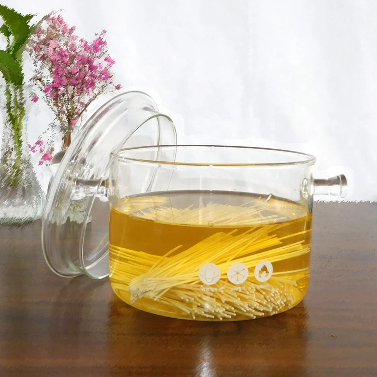 High Borosilicate Large Capacity Glass Simmer Pot With Lid And Handle For Cooking And Boiling Delicious soup glass casserole set