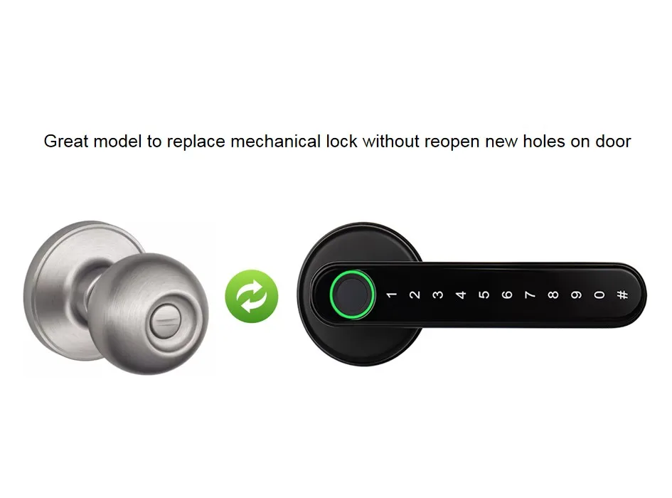 2020 new design wifi key smart lever handle door lock with fingerprint ttlock