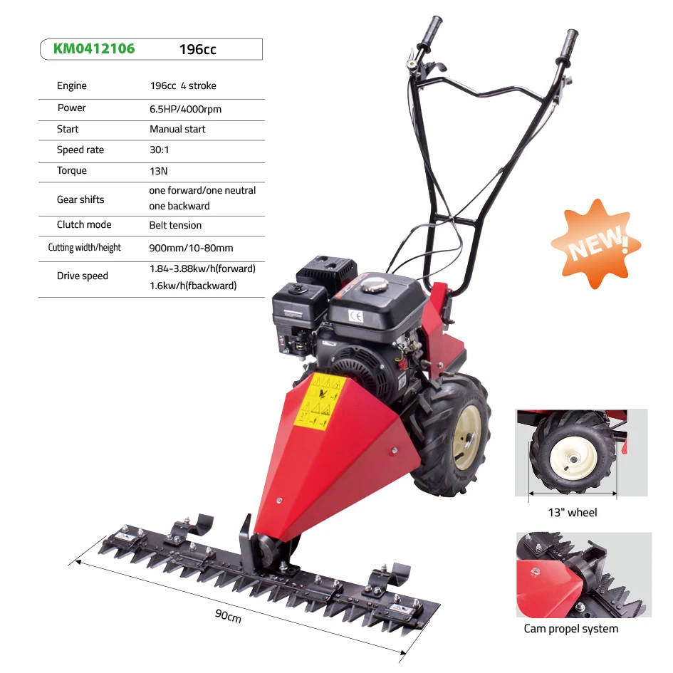 Industrial Grade 4-Stroke Petrol Lawn Mower Self-Propelled Feature 196cc Engine Displacement Cutting Steel Blade DIY Reel Mowers