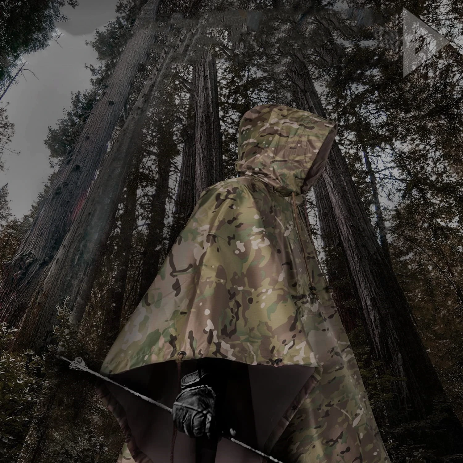 Mountain Land Custom rain poncho waterproof camouflage tactical raincoat for Camping Hiking Outdoor Hunting