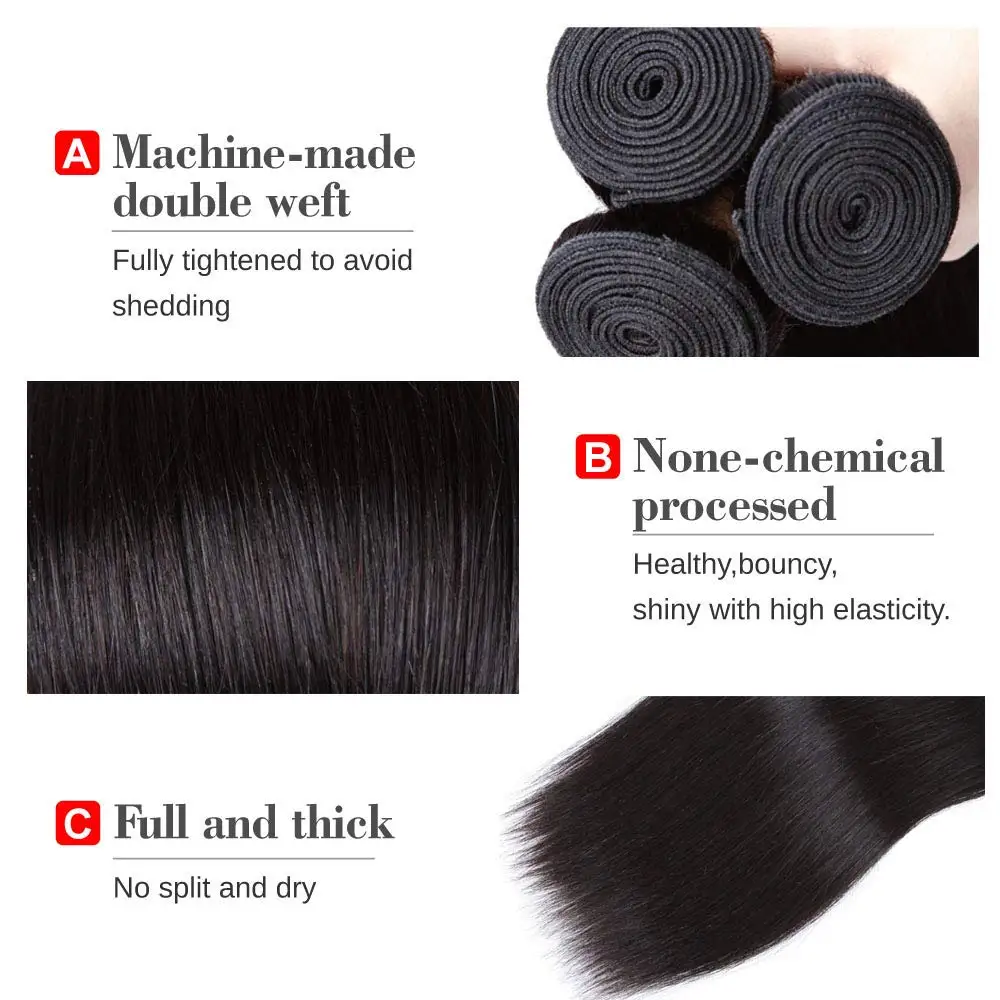 Long Size 30 32 34 Inch Brazilian Hair Weave Extension Dropshipping Mink Human Virgin Hair Cuticle Aligned Bundles Straight Wave