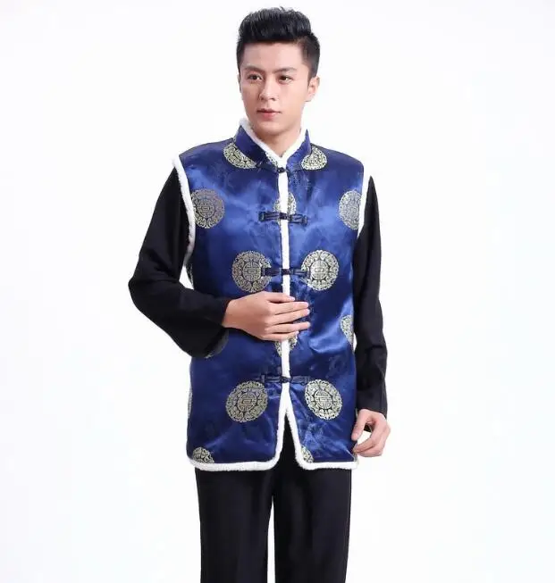 Ecowalson New Year unisex Chinese Style Qipao Tang Suit Thicken Velvet Vest Traditional Evening Party Wedding Cheongsam Retro
