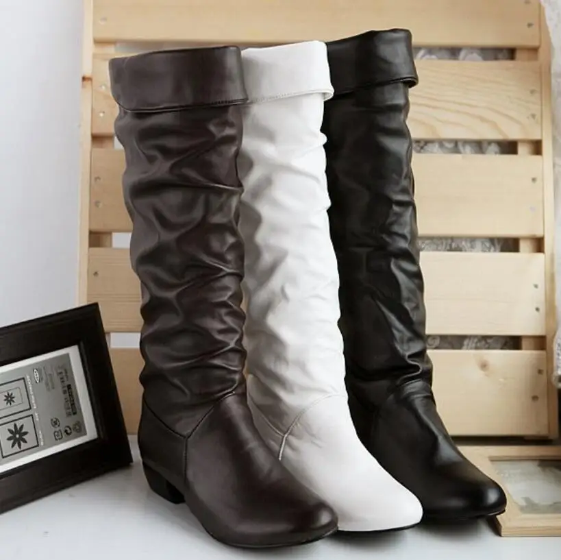 Long boots autumn and winter new women boots black long leg white boots
