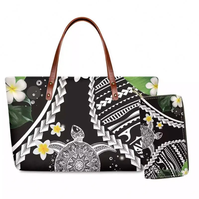 Wholesale Polynesian Tribal Hawaiian Turtle Pattern Tote Bag Custom Ladies Hand Bag Manufacturer The Tote Bag Handbags For