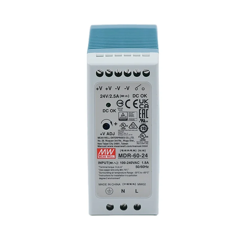 MeanWell MDR-60-24 5V 12V 24V 48V 2.5A DIN Rail Switching Power Supply for Industrial Control System