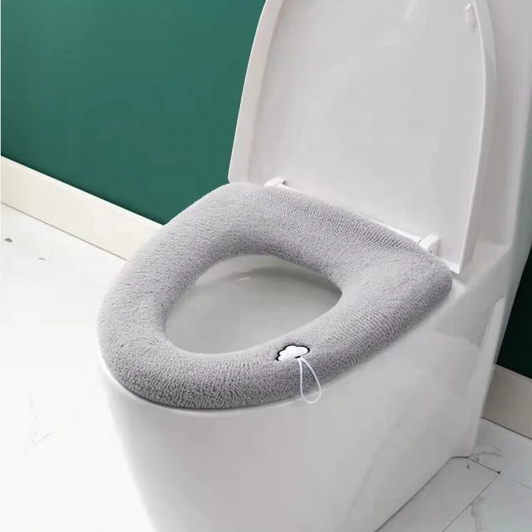 A3161 Handle toilet seat universal knitted washable household toilet seat set with extra thick warm toilet seat