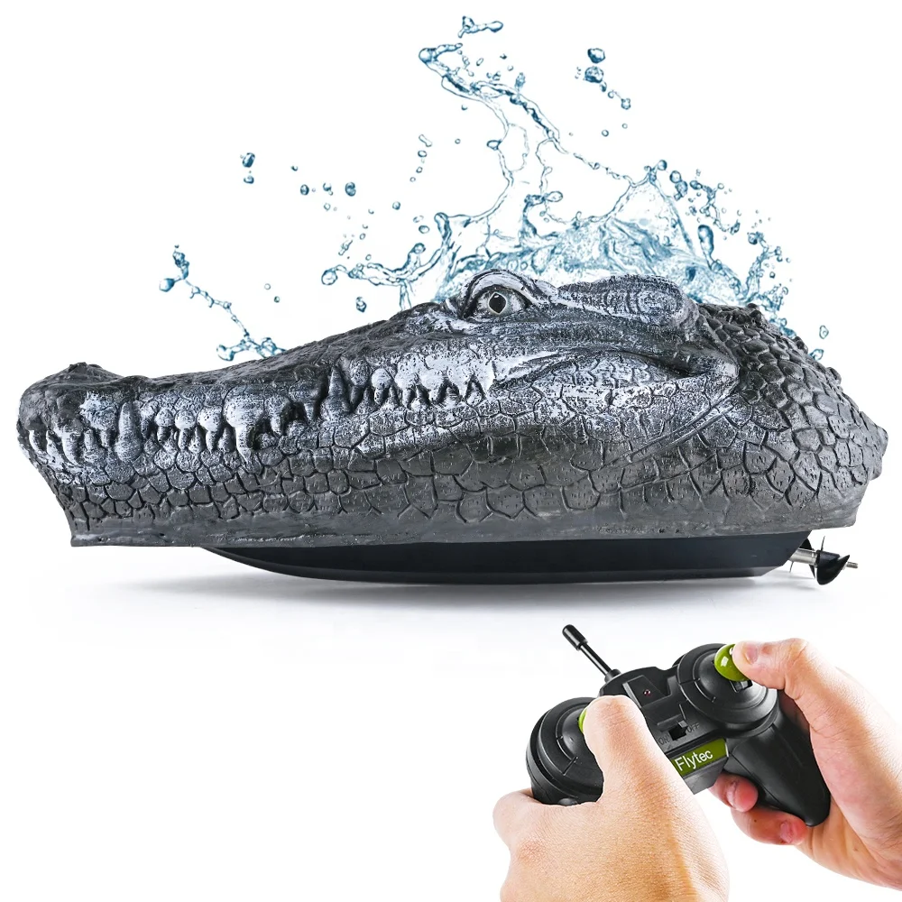Flytec V005 2.4GHz Remote Control Electric Simulation RC Crocodile Alligator Head Boat Toys For Kids Summer Pool And Garden Play