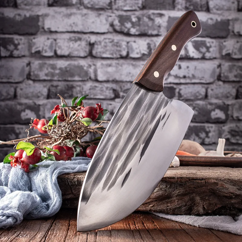 7.8 Inch Handmade  Forged High Carbon Steel Slaughter Knives Chinese Chef Cleaver Butcher Knife