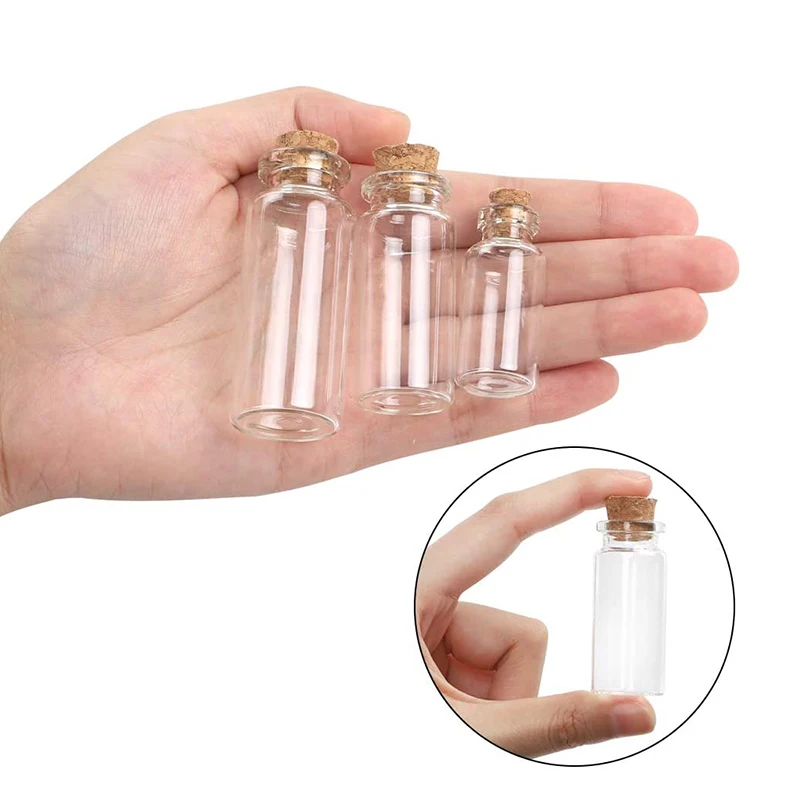 Crystal Healing Tumbled Mini Glass Bottles with Cork Stoppers Mini Party Favors Jars Wish Bottles