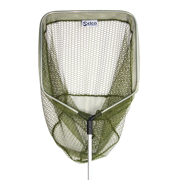 Selco polyester fiber+AL Wholesale Rubber Fish Landing Net Silicone Shrimp Nylon Dip Net