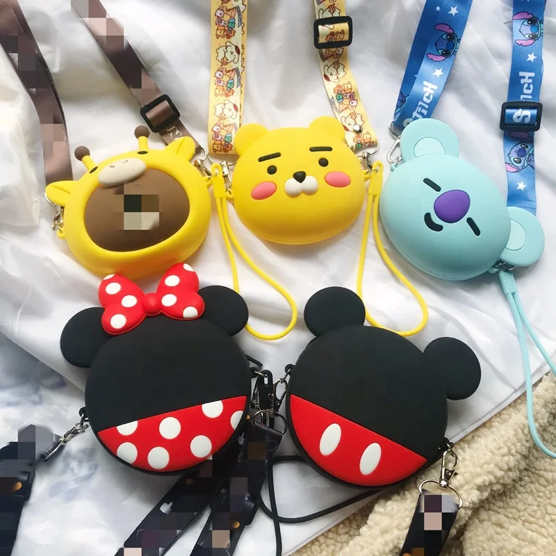 
cute Mini Cartoon girl leather silicone zero Lovely versatile decorative crossbody bags kids purse 