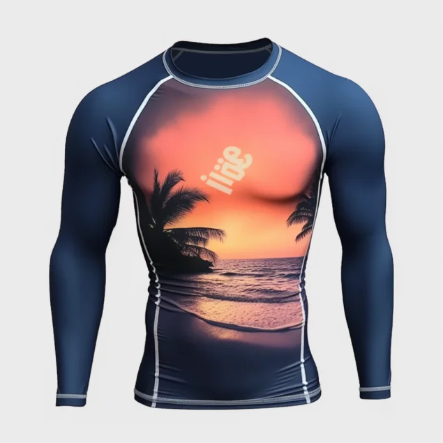 custom Sublimation printed UV Protection Compression shirts surfing bjj mma Lycra rash guard kids jiu jitsu rash vest for unisex