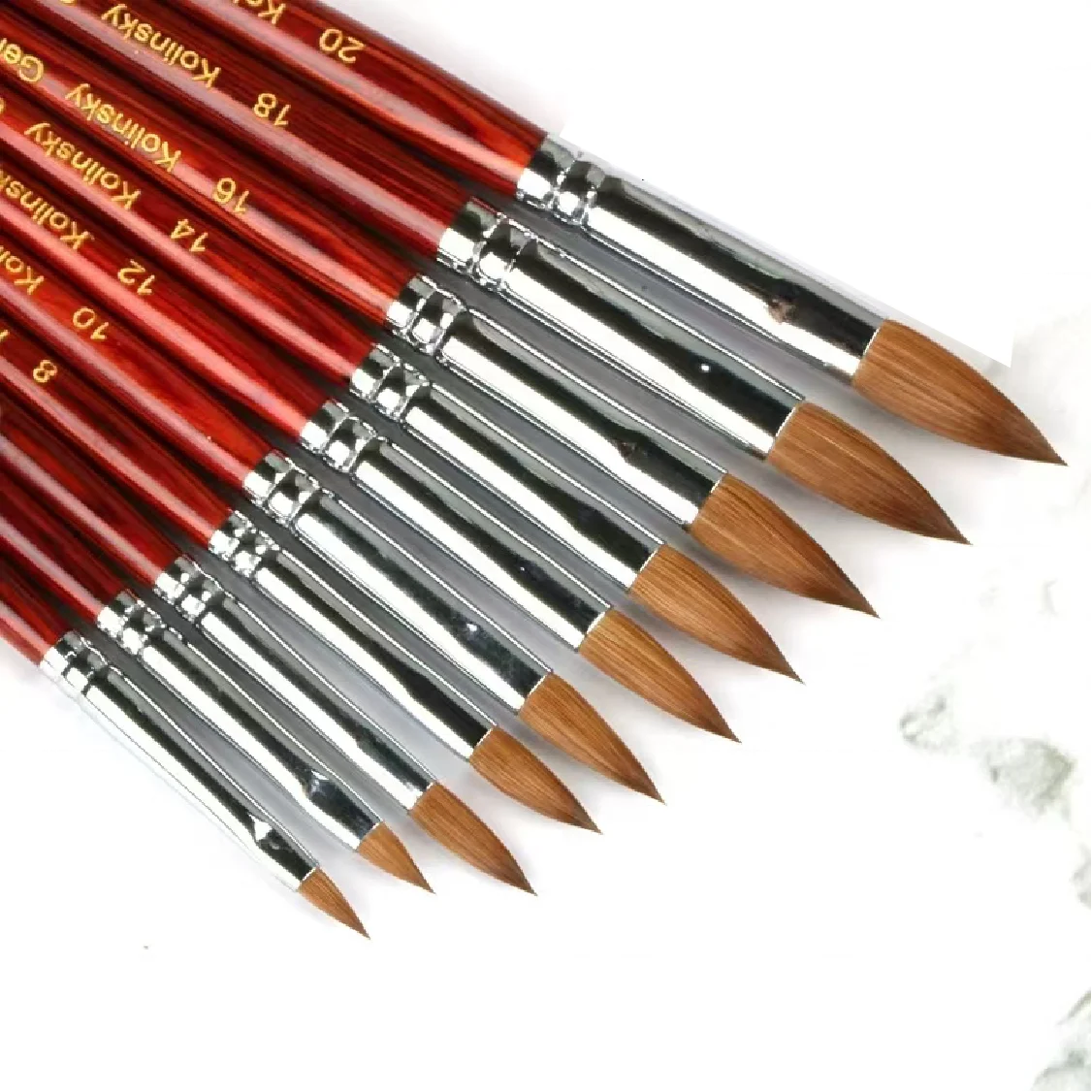 Hot Sell Wholesale 100% Pure Acrylic Kolinsky Brush Wood Handle Nail Art Brush for nail beauty