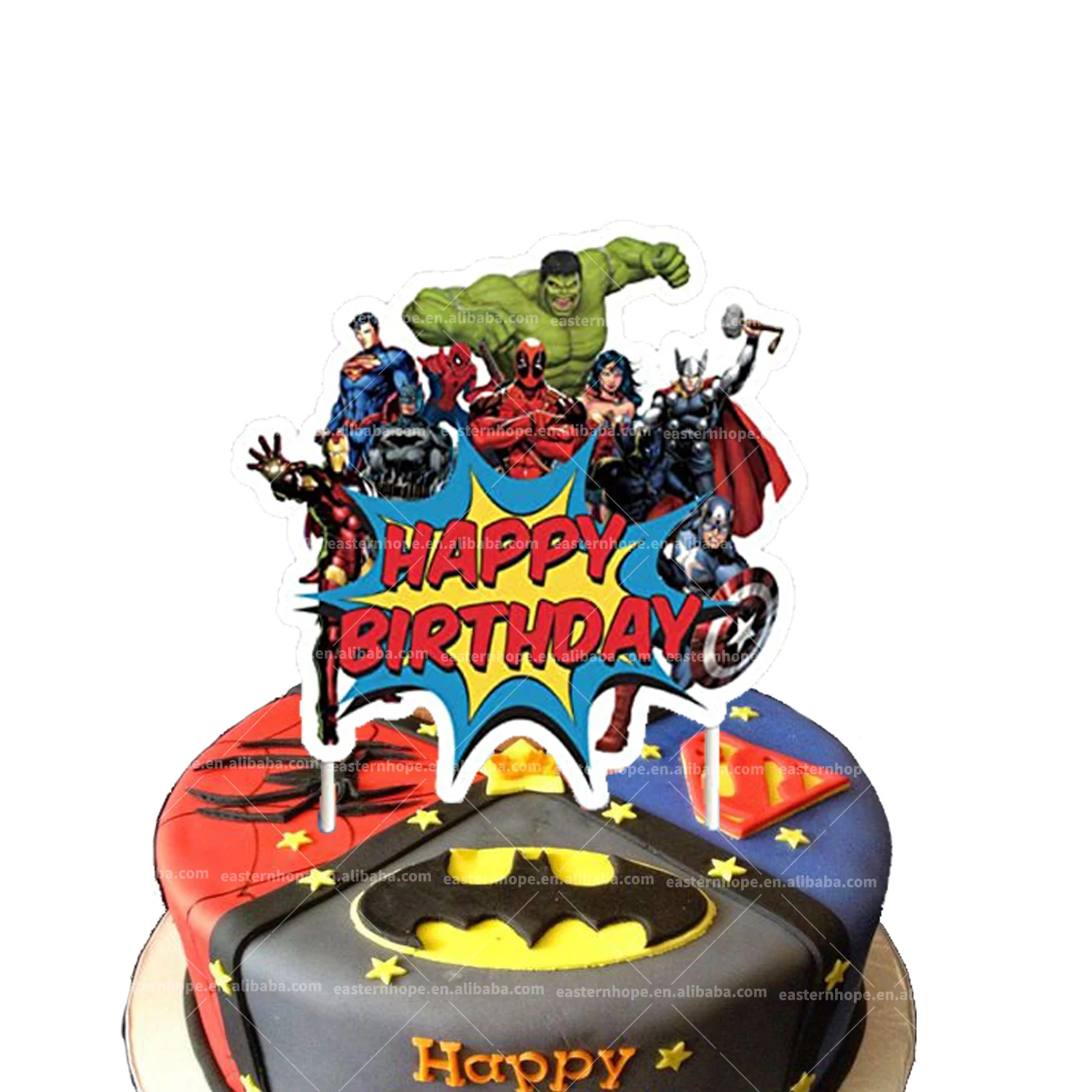 Original Design One Pack Superhero Party Decoration, Includes Banner Balloons Cake Toppers Aven-gers Birthday Party Supplies