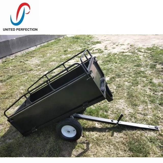 500KG 17 CUFT flat bed good price heavy load ATV/UTV garden STEEL trailer dumping garden trailer buy garden trailer