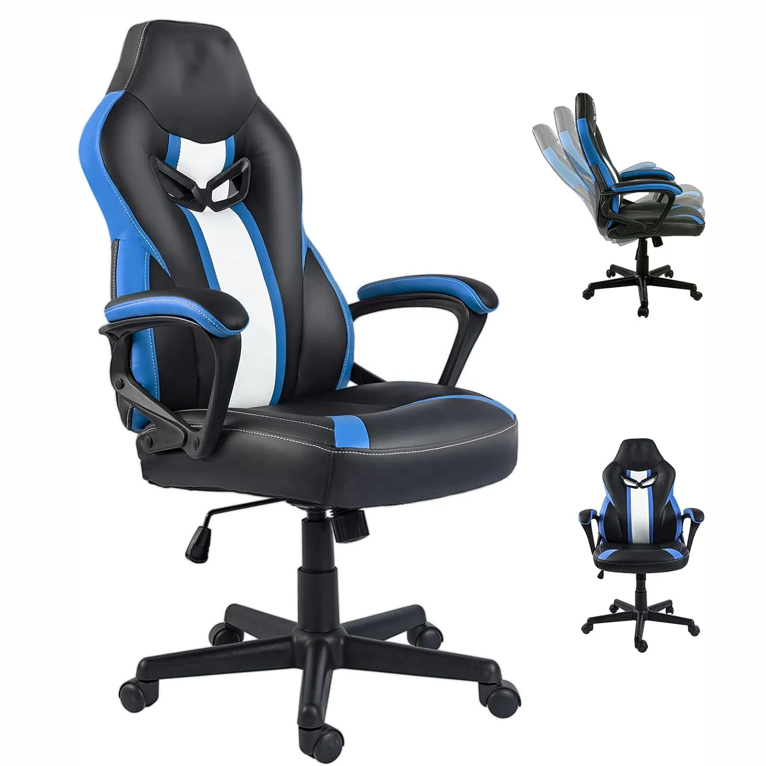 free sample gaming chair ergonomic swivel home office chair linked armrest computer PU leather computer silla with Nylon base