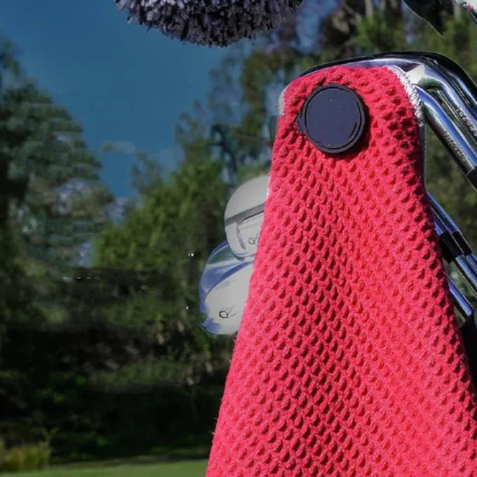 Wholesale Golf Magnetic Towel Premium Ultra-Absorbent Microfiber Waffle Golf Towel with Magnet for Golf