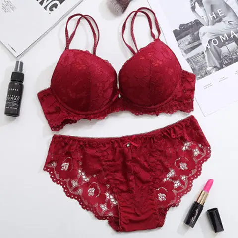 E028 wholesale comfortable Breathable  women push up bra OEM sexy lace bra and penty set