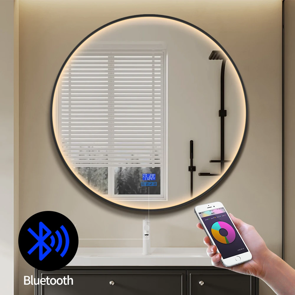 Anti-Explosion Defogger Framed Smart Bathroom Light Mirror LED Mirror with touch switch