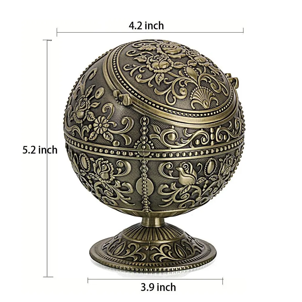 Vintage Windproof Ashtray Metal Push Down Smoking Ash Tray