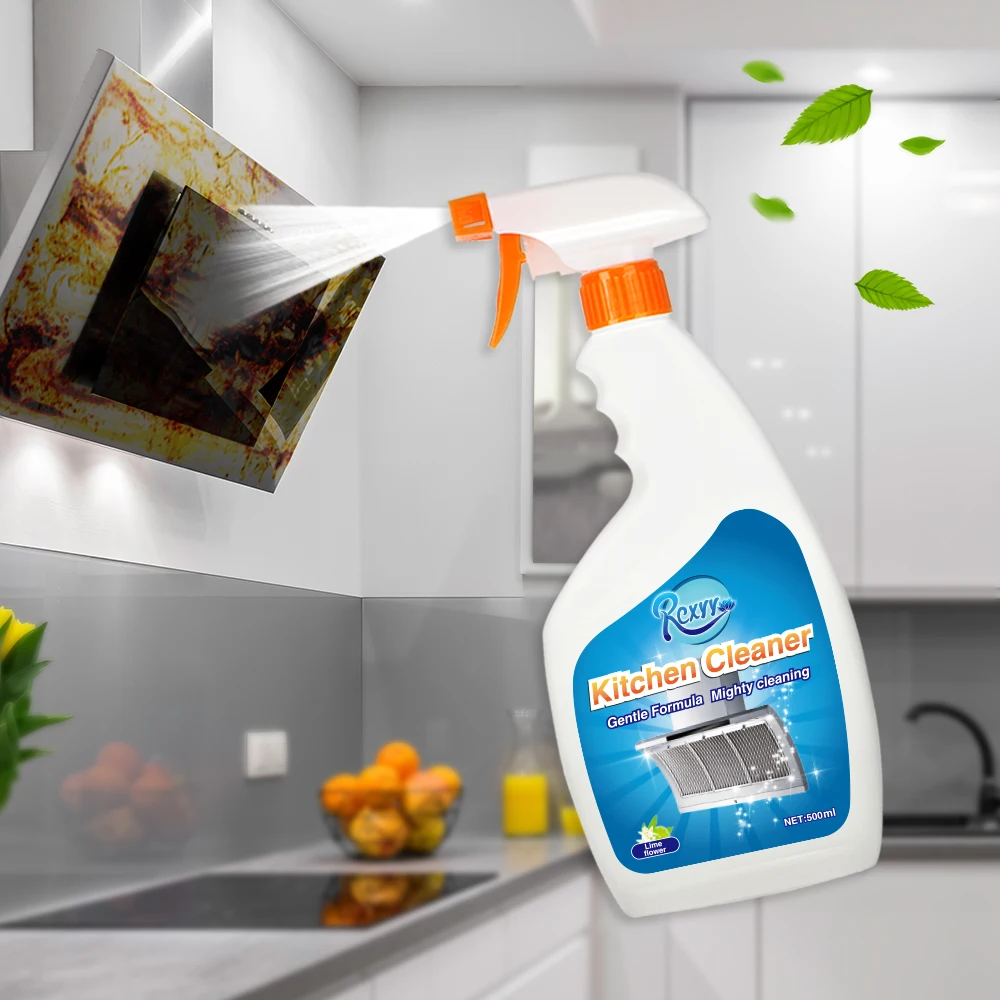 OEM Factory 500ml Strong Grease Removal Range Hood Cleaning oil stain Spray Liquid Kitchen Cleaner Detergent