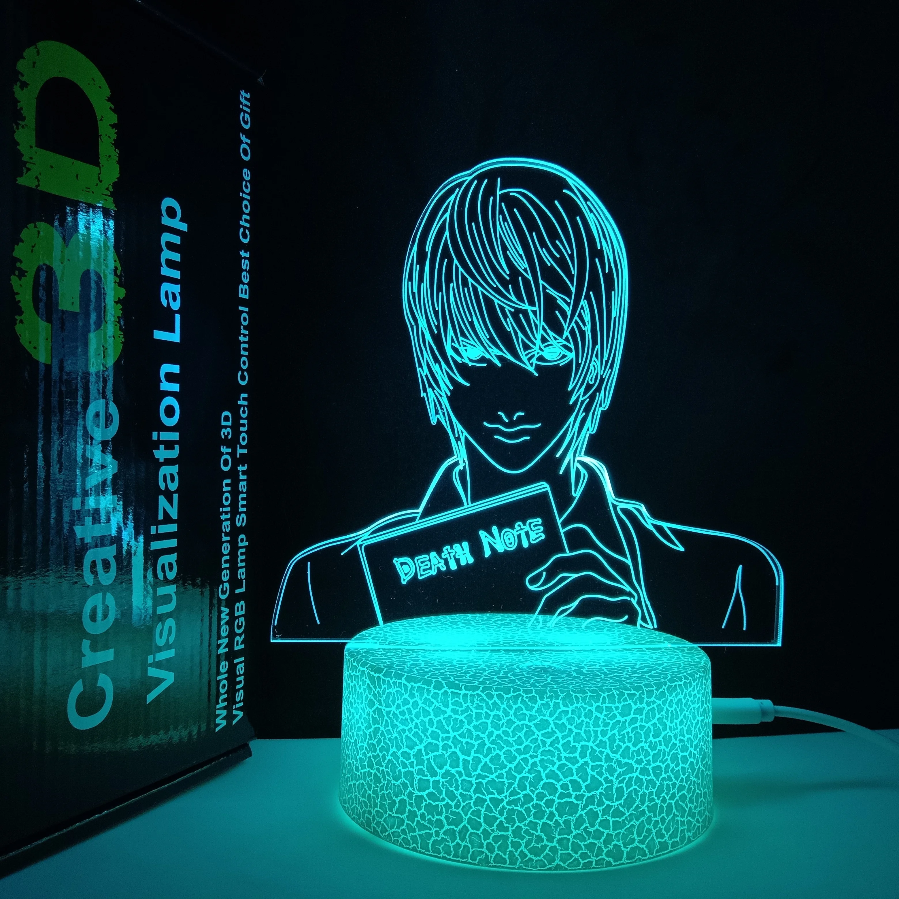 Christmas Gift Set Crackle Base Anime Designs 3D Vision Lamps Remote Control 16 LED Colors 4 Modes 3D Illusion Night Light