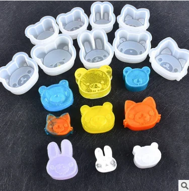 6674  Crystal drop Glue DIY material Animal head mold Cartoon Bear Rabbit Fox sloth pendant Silicone mold