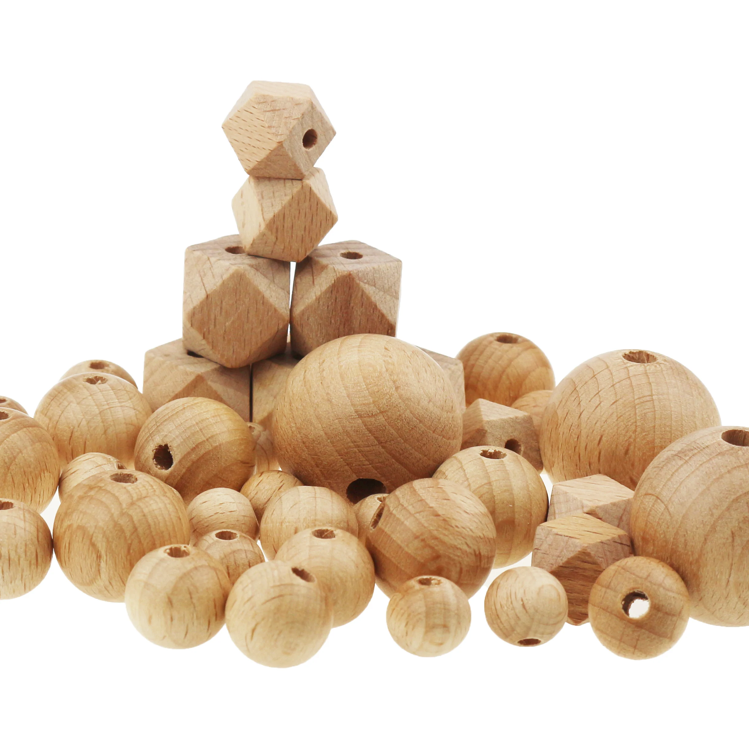 Natural Wood Balls 10/12/14/15/18/20mm Beech Balls Wooden Bulk Spacer Beads For Crafts DIY Jewelry Making