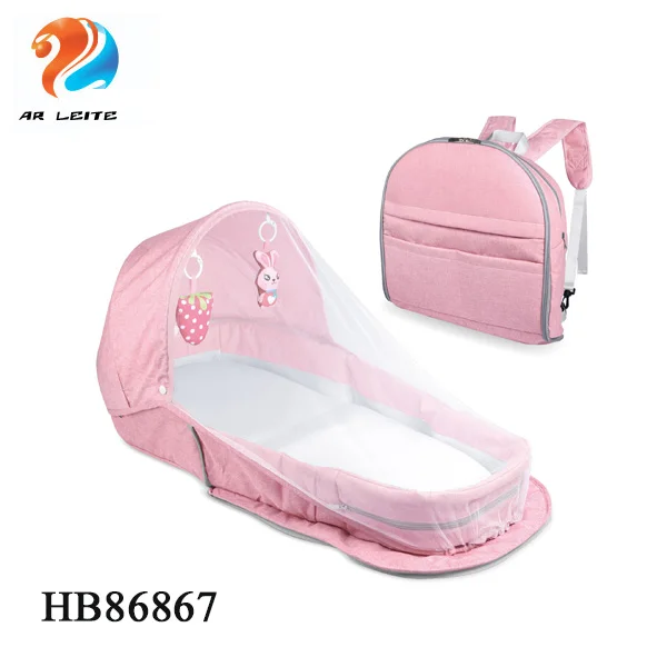 Wholesale High Quality Infant Bassinet Foldable Baby Mini Bed With Mosquito Net New Born Portable Bed with Hanging Rattles