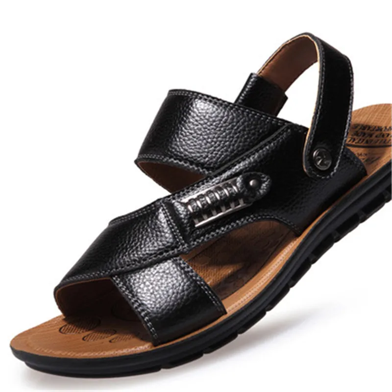 Men Leather Sandals Summer Classic Men Shoes Slippers Soft Sandals Men Roman Comfortable Walking Footwear L0254-1