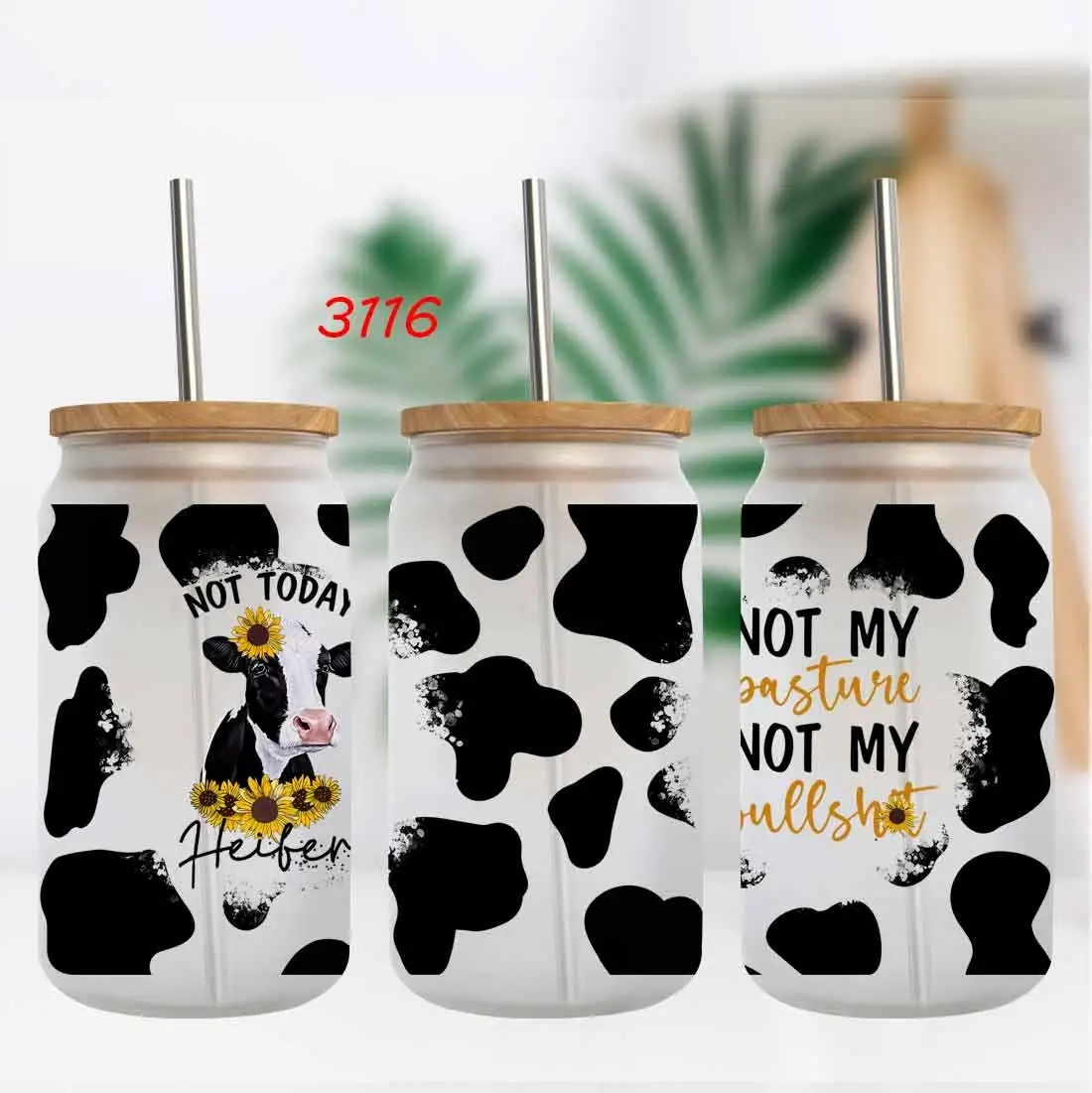 Highland Cows Designs Uv DTF Cup Wrap Transfers for Libbey Glass Cups Tumblers Can