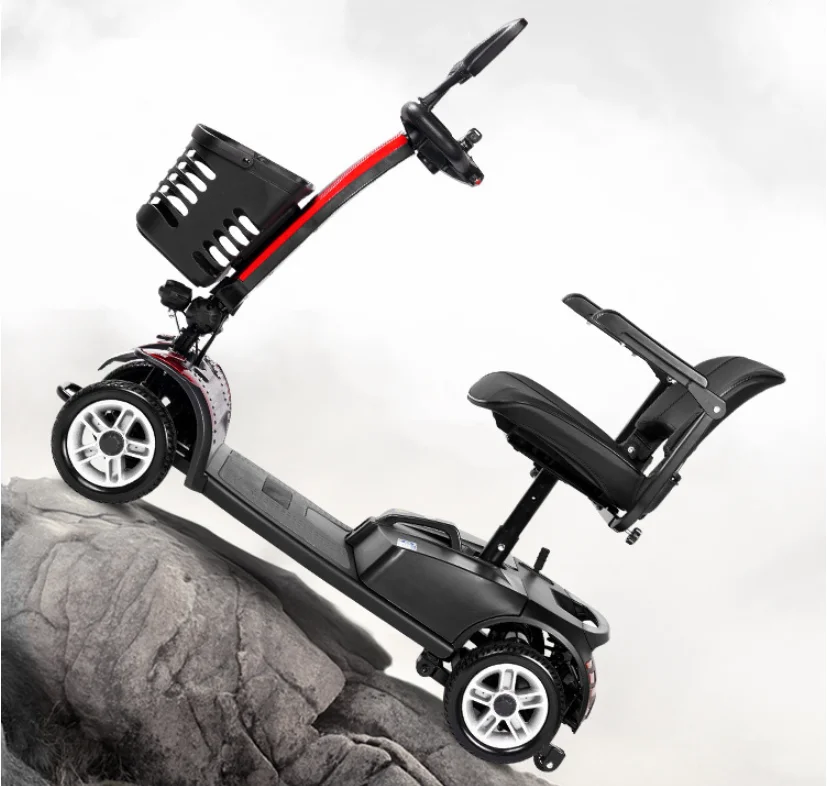 Mobility scooter 4 wheel electric elderly with LED headlamp, 12 degrees climbing handicapped electric wheelchair