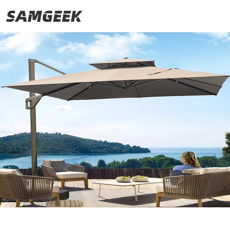Outdoor Restaurant Cafe Garden Roman Umbrella Aluminium Square Outdoor Furniture Aluminum Frame Umbrellas Parasols Wine Umbrella