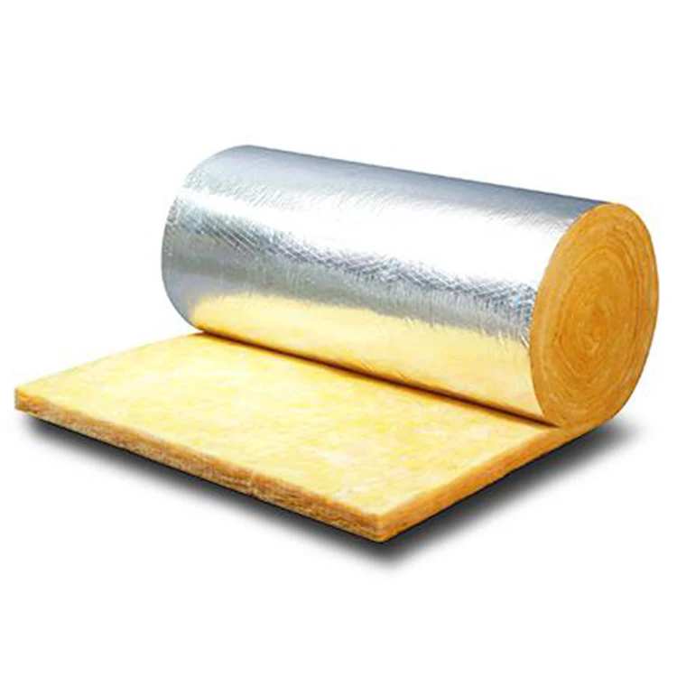 10kg/m3-48kg/m3 glass wool blanket vaccum yellow glasswool 50mm blanket with aluminum foil for building thermal insulation