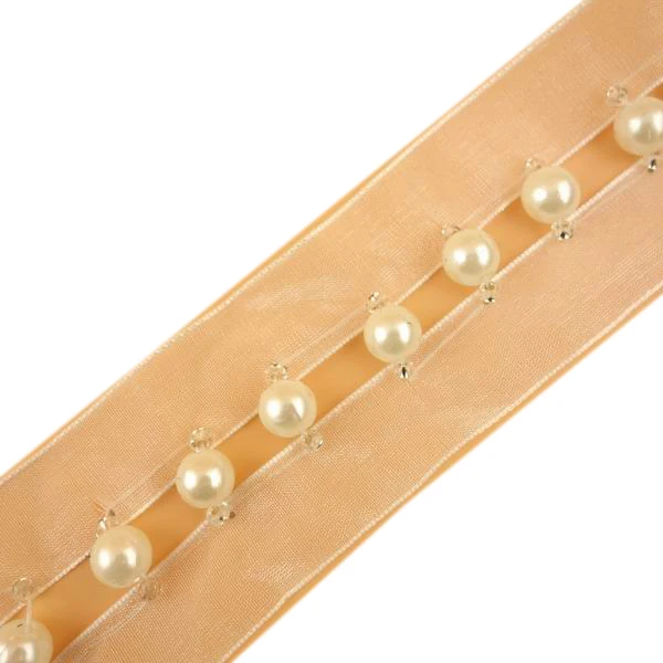 8mm white color pearls 4cm organza lace trims garment clothing dress home textile accessories